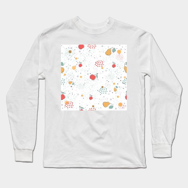 Pear and Apple Pattern Long Sleeve T-Shirt by Kristina Stellar Scandinavian Land